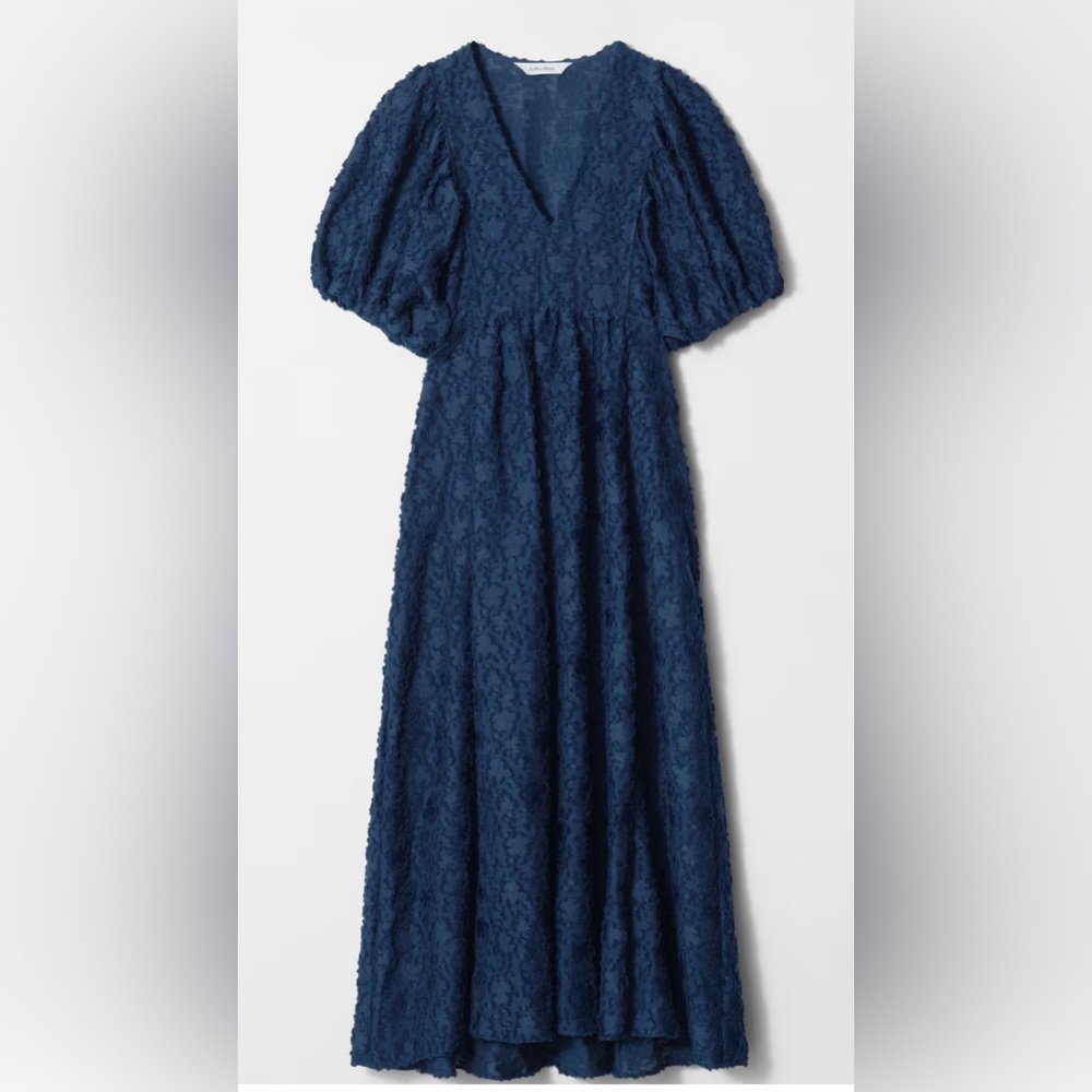 & Other Stories Navy Blue Midi Dress